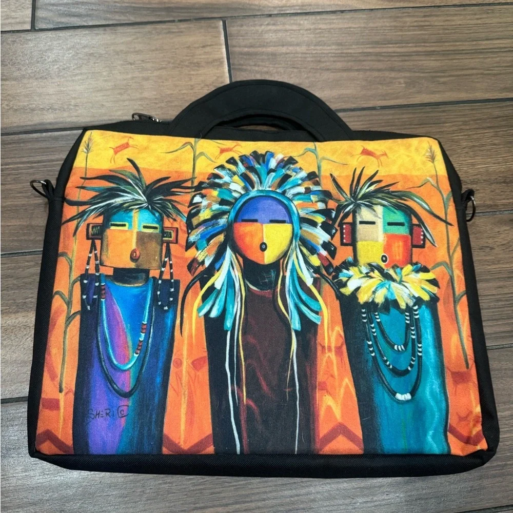 Southwestern Native Art Laptop Bag - Sun Faces